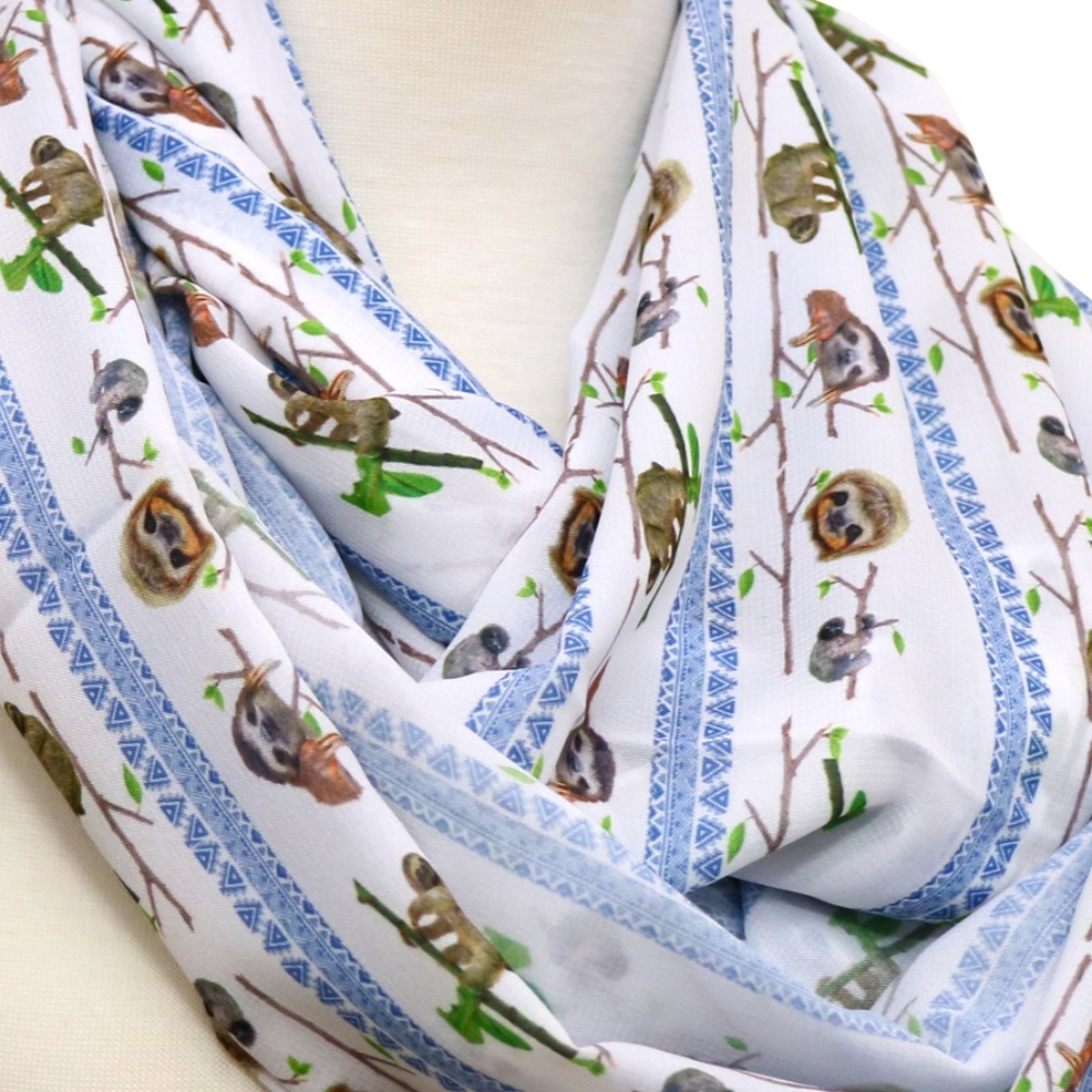 Sloth Scarf for women her and girls white soft